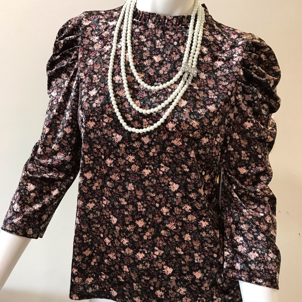 CeCe Women’s Velvet Top/black/multi/size 1X/nwt - Picture 10 of 14